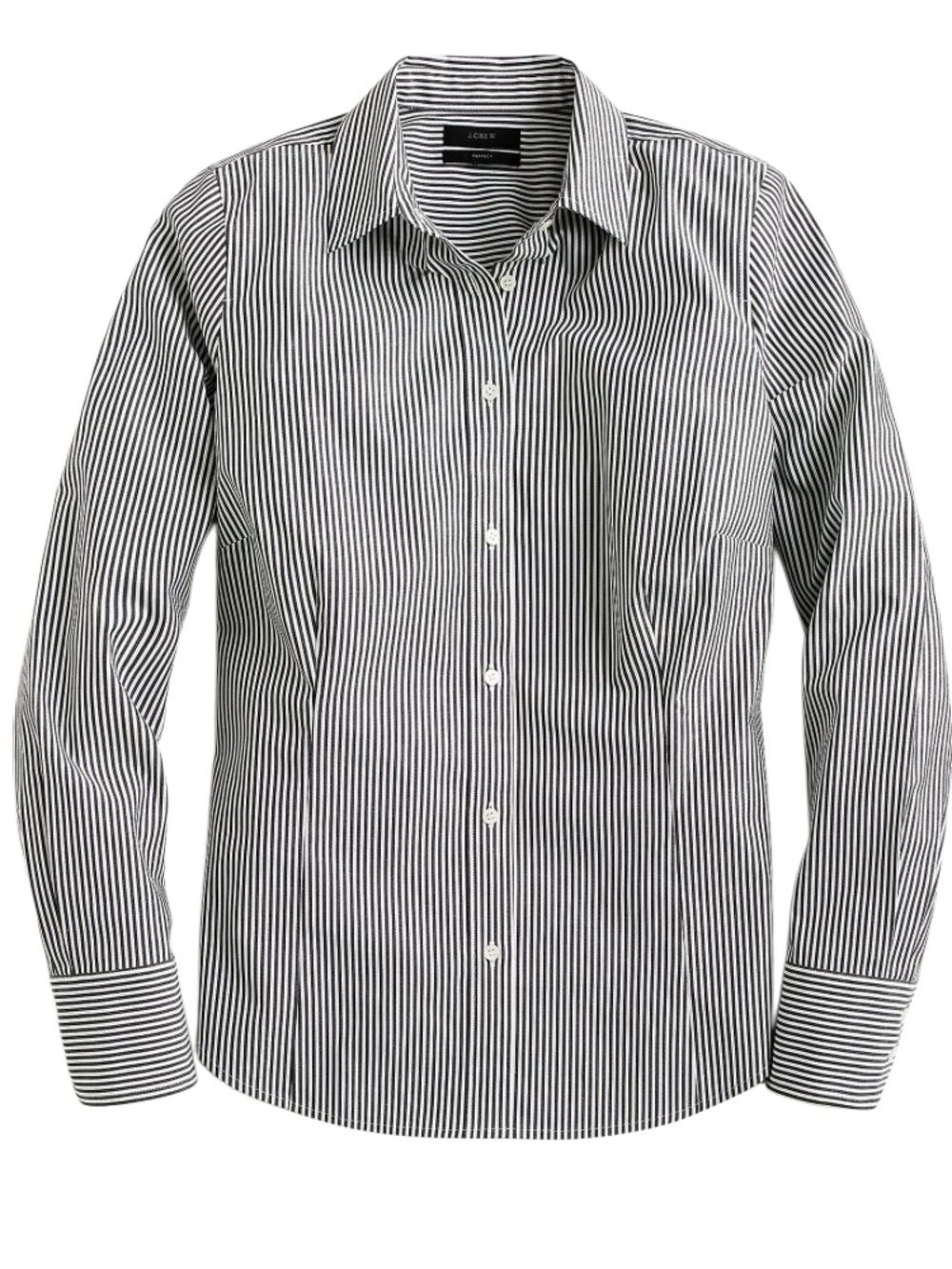 J Crew Curvy Slim Stretch Perfect Striped Shirt in Black/White Womens 10